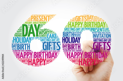 Happy 60th Birthday Word Cloud Collage With Marker Stock Foto Adobe Stock