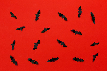 Wall Mural - halloween and decoration concept - paper bats flying