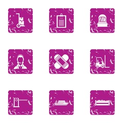 Poster - Closed place icons set. Grunge set of 9 closed place vector icons for web isolated on white background