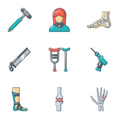 Poster - Artificial limb icons set. Cartoon set of 9 artificial limb vector icons for web isolated on white background