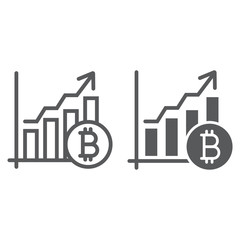Poster - Bitcoin chart line and glyph icon, finance