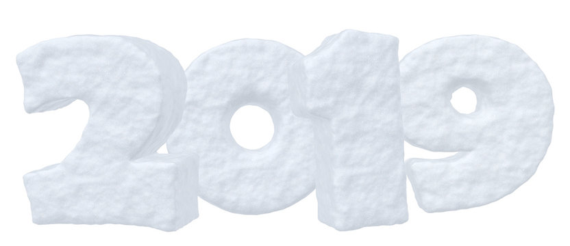 Happy New Year 2019 snow text
