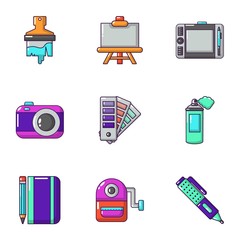 Poster - Design environment icons set. Cartoon set of 9 design environment vector icons for web isolated on white background