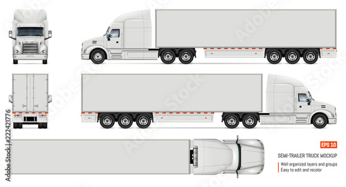 Fotomural Realistic white truck vector illustration