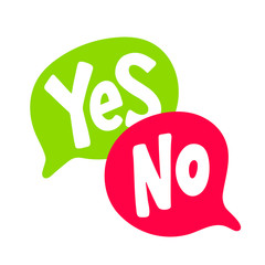 Aufkleber - Yes No word text on talk shape. Green and red color. Vector illustration speech bubble on white background. Design element for badge, sticker, mark, symbol, icon and card chat. Test question