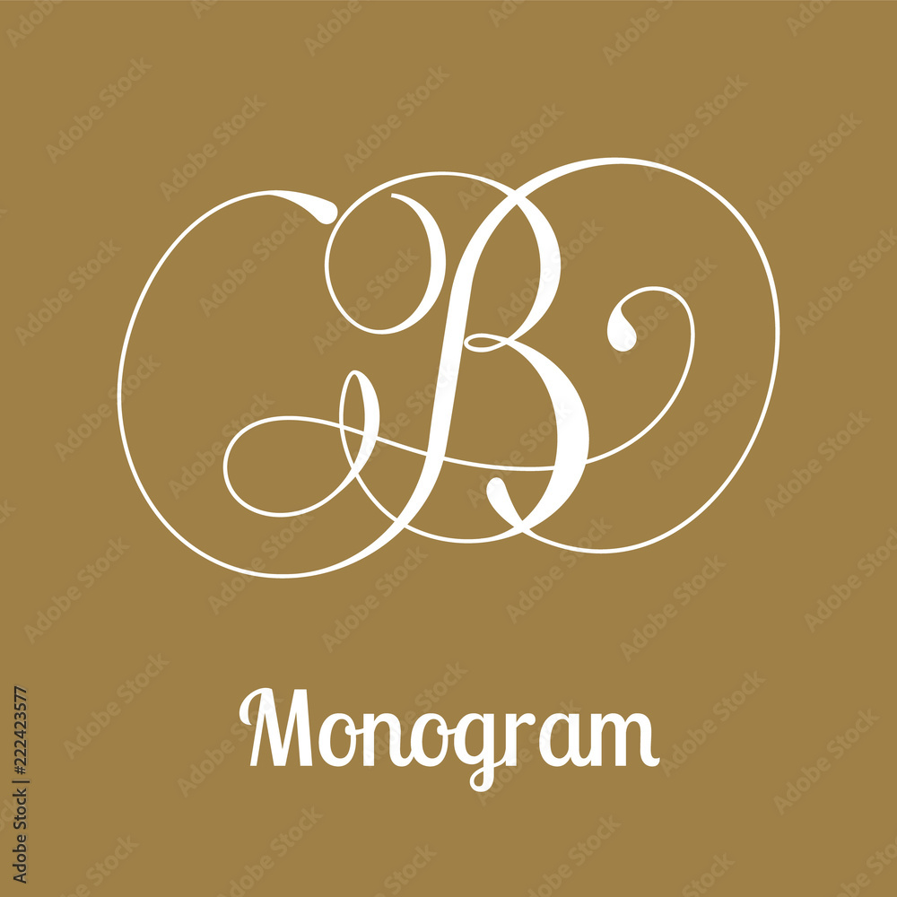 Monogram letter B calligraphy hand written style Stock Vector | Adobe Stock