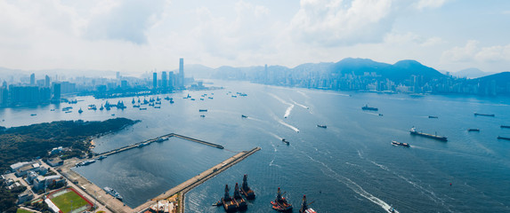 Aufkleber - Panorama aerial view of Hong Kong Kwai Tsing Container Terminal 