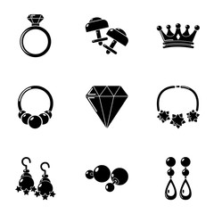 Poster - Rhomboid icons set. Simple set of 9 rhomboid vector icons for web isolated on white background
