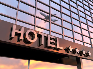 shiny hotel sign with stars