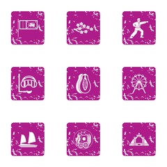 Poster - Perfection icons set. Grunge set of 9 perfection vector icons for web isolated on white background