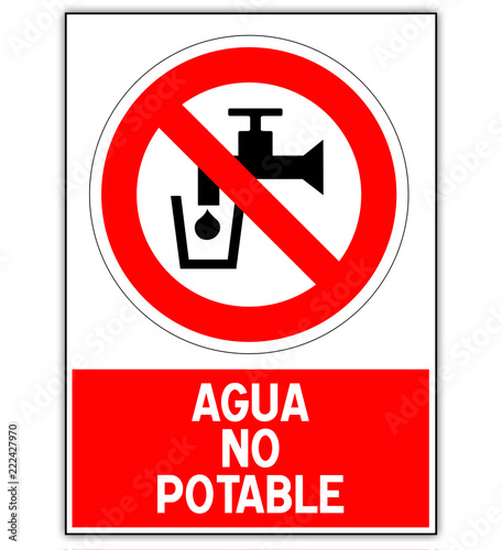 Cuadros en Lienzo Panneau Eau non potable écrit en espagnol