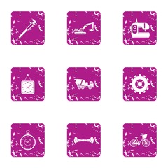 Poster - Civil construction icons set. Grunge set of 9 civil construction vector icons for web isolated on white background