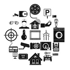 Poster - Surveillance cameras icons set. Simple set of 25 surveillance cameras vector icons for web isolated on white background