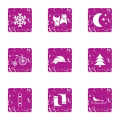 Poster - Racing sled icons set. Grunge set of 9 racing sled vector icons for web isolated on white background