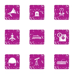 Poster - Observation of sky icons set. Grunge set of 9 observation of sky vector icons for web isolated on white background