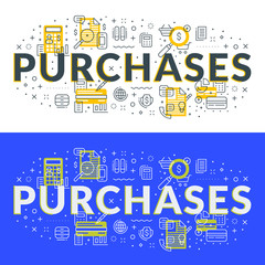 Wall Mural - purchases. flat line illustration concept for web banner and printed materials. vector illustration 