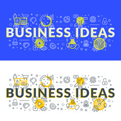 Wall Mural - business ideas. flat line illustration concept for web banner and printed materials. vector illustra