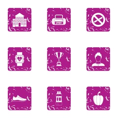 Poster - Health service icons set. Grunge set of 9 health service vector icons for web isolated on white background