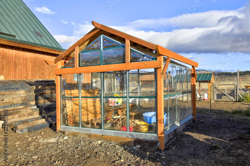 View Of Green House And Chicken Coop In A Small Farm Buy This