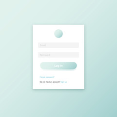 Poster - Minimal user log in page window vector UI template. Mint green clean flat design member login form for web and mobile apps.