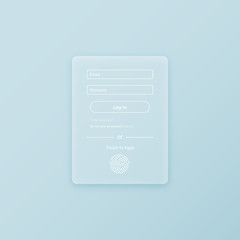 Poster - Minimal transparent vector member login form ui. Password ID and touch id with fingerprint user interfaces for web and mobile apps.
