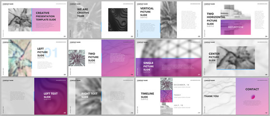 Wall Mural - Minimal presentations design, portfolio vector templates with elements on white background. Multipurpose template for presentation slide, flyer leaflet, brochure cover, report, marketing, advertising.