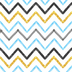 Seamless chevron pattern. Hand drawn  brush stroke lines.