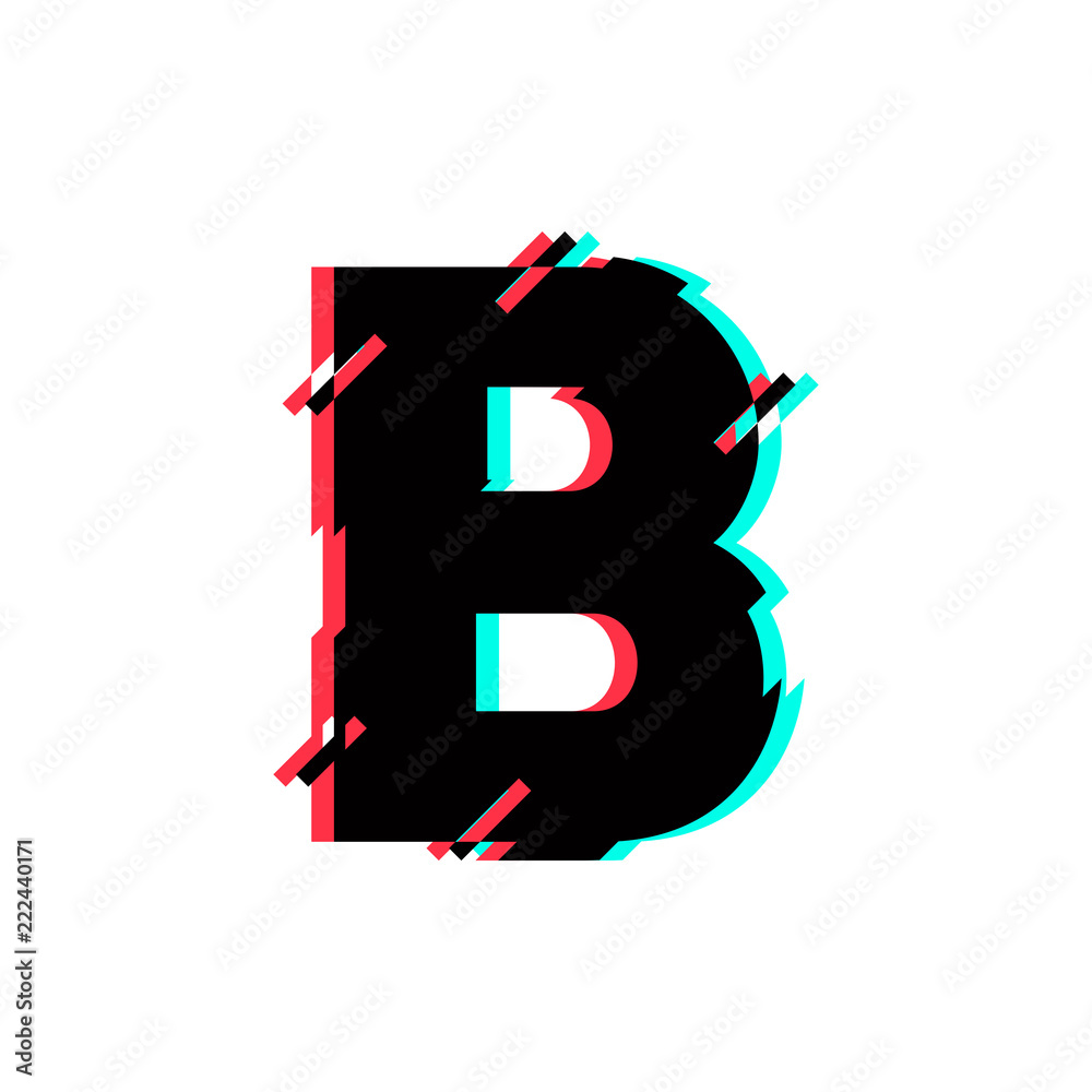Vector Logo Letter B Glitch Distortion Diagonal Stock Vector | Adobe Stock