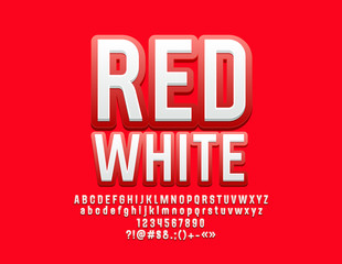 Wall Mural - Vector Colorful Alphabet Letters. Bright White and Red Font.