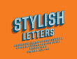 © Popskraft - Vector Stylish Font. 3D Retro style Alphabet Letters, Numbers and Symbols