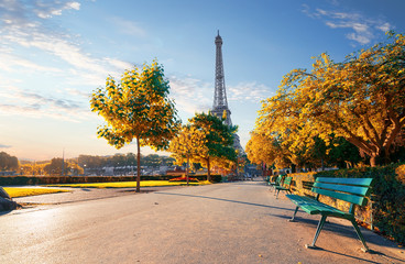 Wall Mural - trocadero garden in autumn