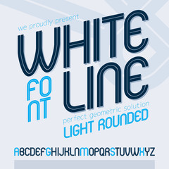 Poster - Vector upper case rounded alphabet letters made with white lines, best for use in logotype design in telecommunication theme
