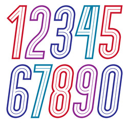 Poster - Trendy retro italic tall numbers collection, vector numeration, for use as vintage poster design elements