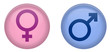 © Lubo Ivanko - Simple male and female sign 3d circle button. Pink and blue version.