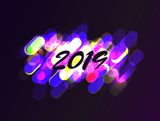 Sticker - Vector Illustration of Happy New Year 2019