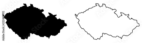 Fotomural Simple (only sharp corners) map of Czechia (Czech Republic) vector drawing