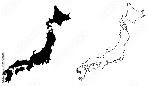 Fotomural Simple (only sharp corners) map of Japan vector drawing