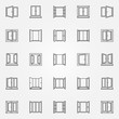 Window outline icons set. Vector open windows symbols