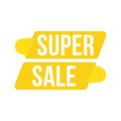 Super Sale discount yellow tag. Flat vector illustration EPS10