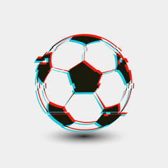 Wall Mural - Football soccer ball digital glitch sport vector illustration background