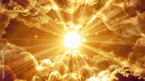 Cuadros en Lienzo Worship and Prayer based cinematic clouds and light rays background useful for divine, spiritual, fantasy concepts
