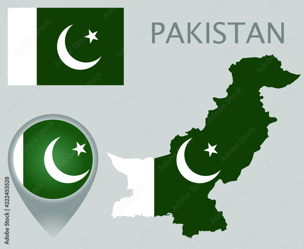 Pakistan Map Flag Flag Of Pakistan Map Stock Vektorbilder
