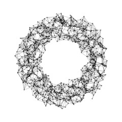 Poster - Sphere with network connection lines and dots isolated on white background in futuristic digital computer technology concept, 3d abstract illustration