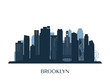 Brooklyn skyline, monochrome silhouette. Vector illustration.