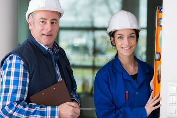 modern building and workers