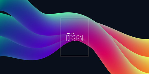 Poster - ￼ abstract 3d multicolored shapes. vector artistic illustration. vibrant gradient curved stream. liq