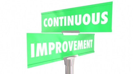 Wall Mural - Continuous Improvement Always Getting Better 2 Two Way Road Signs 3d Animation