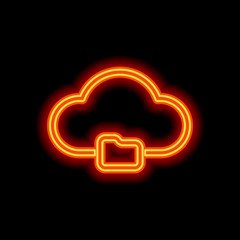 Poster - outline simple cloud and folder. linear symbol with thin outline