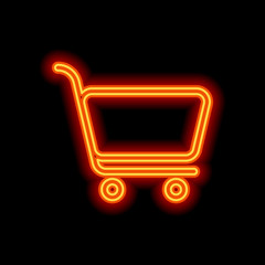 Poster - Shopping cart icon. Simple linear icon with thin outline. Orange
