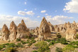 Cave town and rock formations in Zelve Valley, Cappadocia, Turkey